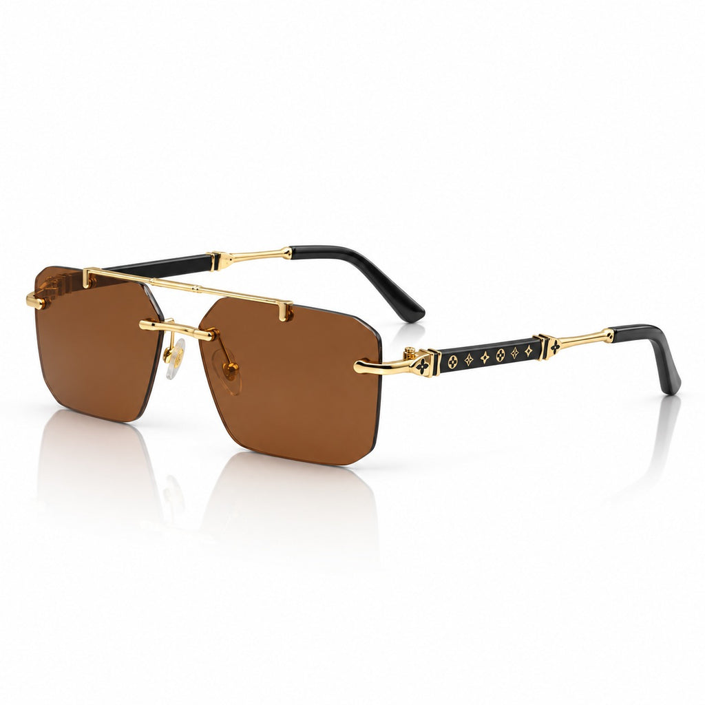 LV 3152 - SUNGLASS - RIMLESS - DOUBLE BEAM - GOLDEN - BROWN - DESIGNER - GENTLEMEN