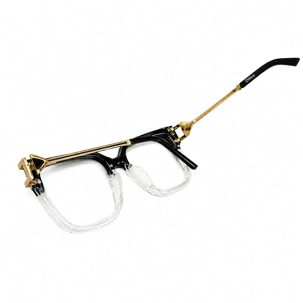 GORGEOUS 82113 - OVERSIZE - SQUARE - BLACK - TRANSPARENT - SPRING DESIGNER TEMPLES - PREMIUM - EYEWEAR